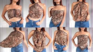 9 TRENDY AF WAYS TO TIE A SILK SCARF INTO A SHIRT PART 1  How to wear a silk scarf [upl. by Enelaehs40]