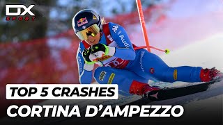 TOP 5 Crash Cortina dAmpezzo  Downhill  TRIBUTO 1000 ISCRITTI  2024 🇮🇹 [upl. by Nyllek162]