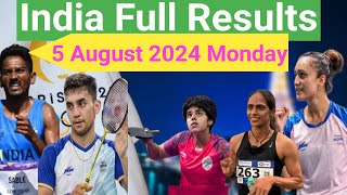 5 AUGUST FULL RESULT PARIS 2024 OLYMPICS  Avinash Sable Lakshya Sen Manika Batra cheer4bharat [upl. by Omrellug]