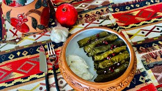 How to Make Stuffed Grape Leaves with Meat and Rice Armenian Dolma Recipe [upl. by Tricia]