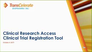 Clinical Research Access Clinical Trial Registration Tool  TransCelerate [upl. by Melena436]