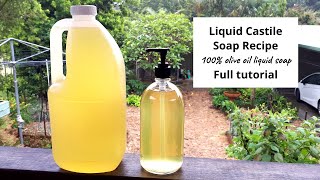 Liquid Castile Soap Making – 100 olive oil liquid soap recipe – full tutorial with easy recipe [upl. by Parshall]