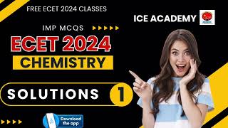 ECET 2024  Chemistry Solutions Mcqs amp PYQs Q110EcetbitsEcetSbteticeacademy [upl. by Hpeosj]