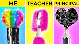 TEACHER VS ME VS PRINCIPAL CHALLENGE  Hilarious School Hacks Funny Moments by 123 GO [upl. by Aluin]