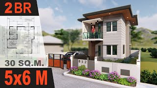 2 Story House Design 5x6 m 30 sqm  House Ideas 13 [upl. by Akehsar]