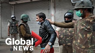 Coronavirus outbreak Indian police break up citizenship protests as lockdown enforced [upl. by Merry882]