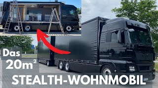 Dieser Sattelzug ist ein ECHTES STEALTHWOHNMOBIL CHRIS 55 baut DACHTERRASSE  WELLNESSBAD  KÜCHE [upl. by Jeraldine900]