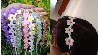 daisy flower crochet headbands tutorial 🤎🤍💜🩷️❤️🧡💛💚💗juhomespun [upl. by Billi198]