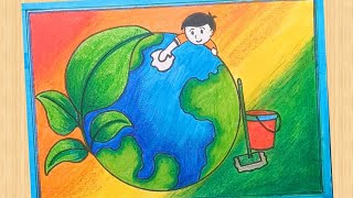 Cleaner Planet Drawing Clean Planet Green Planet Drawing Cleaner Planet Painting [upl. by Trici]