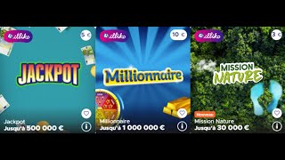 GRATTAGE DE TICKETS FDJ SPÉCIAL GAINS  JACKPOT MILLIONNAIRE ET MISSION NATURE [upl. by Annairba]