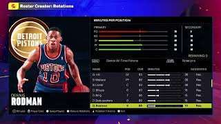 NBA 2K24 Alltime Detroit Pistons Full Roster Ratings and Rotation [upl. by Akeimat]