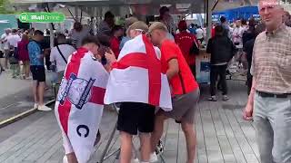 England fans sing Three Lions in Germanys Gelsenkirchen city [upl. by Newg]