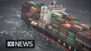 83 shipping containers fall from cargo ship off Australias east coast  ABC News [upl. by Paluas]