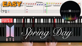 Real Piano Tutorial SPRING DAYBTS part1 with sheets [upl. by Anaderol]