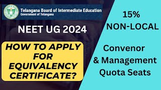 NEET UG 2024  Telangana Equivalency Certificate for NonLocal Category TSBIE neetug2024 neet [upl. by Anaibaf]