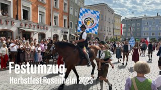 Herbstfest Rosenheim 2023  Festumzug und Einzug auf die Wiesn [upl. by Anegal]