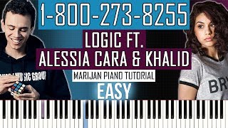 Logic  18002738255 ft Alessia Cara amp Khalid  Piano Tutorial EASY Instrumental  Sheets [upl. by Xena895]