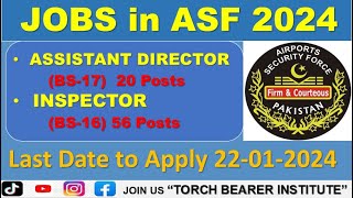 ASF Jobs 2024 Assistant Director ASF Jobs 2024 Inspector ASF Jobs 2024 ASF new Jobs 2024 [upl. by Briny]