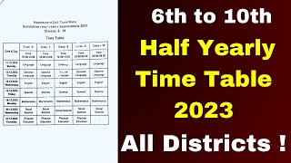 6th to 10th Half Yearly Exam Time Table 2023  6th7th9th10th Half Yearly Exam Date amp Time Table [upl. by Eiramave]