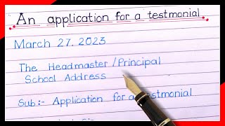 Write an application for a testimonial  English application for a testimonial in english [upl. by Atwood]