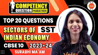 Top 20 Competency Based Questions from Sectors of Indian Economy  Class 10 SST  CBSE Boards 2024 [upl. by Jaymie338]