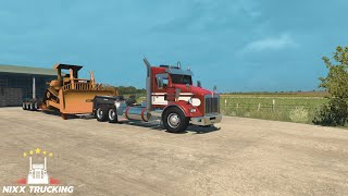 Day In The Life Of A Lowboy Hauler Kenworth T800  Hauling D8  American Truck Simulator [upl. by Llahsram]