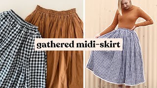 DIY Gathered MidiSkirt With Pockets  How To Make A Gathered Skirt [upl. by Fitzsimmons904]