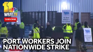 Baltimore port workers join nationwide strike [upl. by Emmanuel688]