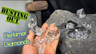 Herkimer Diamond Crystal Mining in New York  Busting Quartz out of rocks [upl. by Germin]