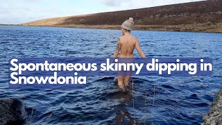 Sharing my utter joy of a spontaneous winter skinny dip in a secluded mountain lake in Snowdonia 💙 [upl. by Brucie]