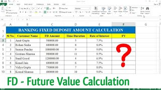 How to Calculate Fixed Deposit Maturity Amount in Excel  Calculate Future Value on MS Excel [upl. by Mistrot]