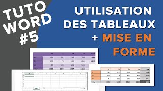 Insérer un tableau dans Word  Mise en Forme Tuto Word 5 [upl. by Reggie120]