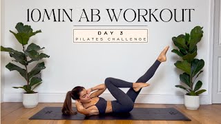 10MIN pilates abssmall waist workout  DAY 37DAY PILATES CHALLENGE  no equipment  LIDIAVMERA [upl. by Farrow918]