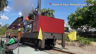 Mary Ann Steam Train Ride through Queens Park Maryborough QLD [upl. by Swagerty637]