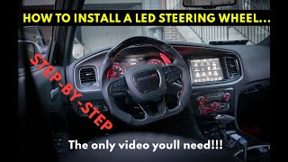 HOW TO INSTALL A STEERING WHEEL LED CARBON FIBER STEP BY STEP  2019 DODGE CHARGER SCAT PACK [upl. by Matless]