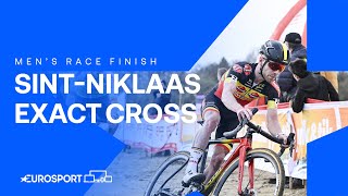 🚴‍♂️ Exact Cross SintNiklaas 2024 Mens Elite Race Finish  Eurosport Cycling [upl. by Bela649]