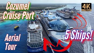 COZUMEL Cruise Port From The Sky  Icon of the Seas Celebrity Ascent amp 3 Carnival Ships [upl. by Natalee]