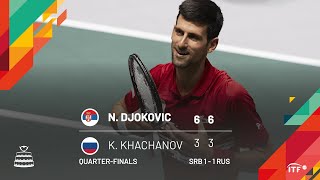 Djokovic v Khachanov  SERBIA v RUSSIA  Quarter Final Match 2 Highlights [upl. by Kepner]