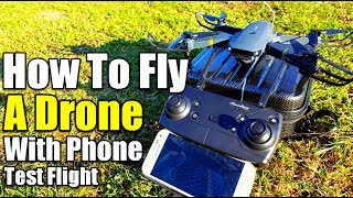 Eachine E58 How To Fly Drone With Phone UFO App Test Flight Review [upl. by Drusie]