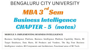 Business Intelligence Chapter 5 notes MBA 3 Sem BCU [upl. by Ojadnama748]