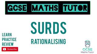 Surds Part 5 Rationalising the Denominator 1  10 Minute Maths Series  GCSE Maths Tutor [upl. by Katzen]