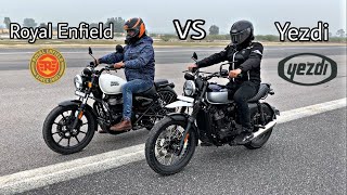 Yezdi Scrambler Vs Royal Enfield Meteor 350  Drag Race  Comparison  Acceleration Test [upl. by Aenea381]