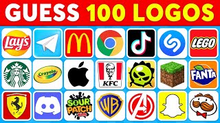 Guess the Logo in 3 Seconds 🍏🥇 100 Famous Logos  Logo Quiz 2024 [upl. by Enylrac]