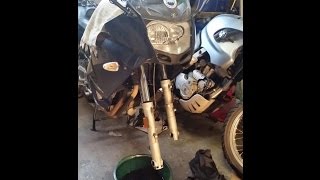 2009 BMW F800 ST Fork Seal Replacement DIY  2 [upl. by Mailliwnhoj]