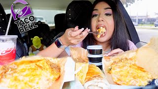 EATING TACO BELL NEW SPICY GRILLED CHEESE NACHO FRIES GRILLED CHEESE BURRITO CRUNCHY TACO MUKBANG [upl. by Bianka]