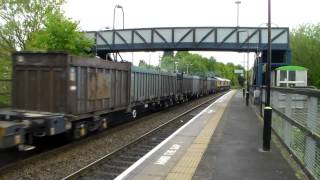 GBRF 66713 amp 66702 with LM 153354 amp 170514 at Rugeley Town 12th May 2014 [upl. by Innavoij]