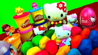 20 Surprise Play Doh Eggs Hello Kitty Spiderman LPS My Little Pony Angry Birds Peppa Pig Dora Cars [upl. by Sukramaj]