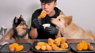 ASMR DOG 강아지 치킨 먹방  뿌링클 네네치킨  BBQ 치즈볼  KOREAN FRIED CHICKEN MUKBANG [upl. by Nortad]