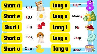 Vowel in English A E I O U  Short amp Long vowel sounds  kids English vocabulary  kidstv [upl. by Edelstein]