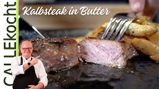 Zartes Kalbsteak in Butter gebraten mit gebratenem Spargel Omas Rezept [upl. by Rannug]